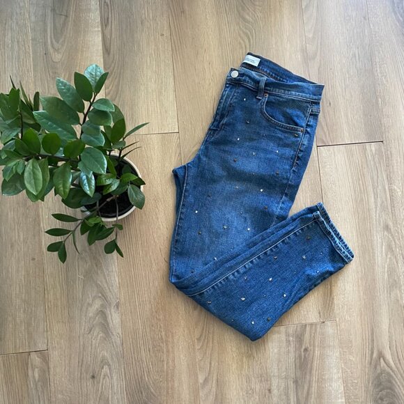 GAP "Best Girlfriend" Mid-Blue High-Rise Studded Decal Jeans - Picture 15 of 15